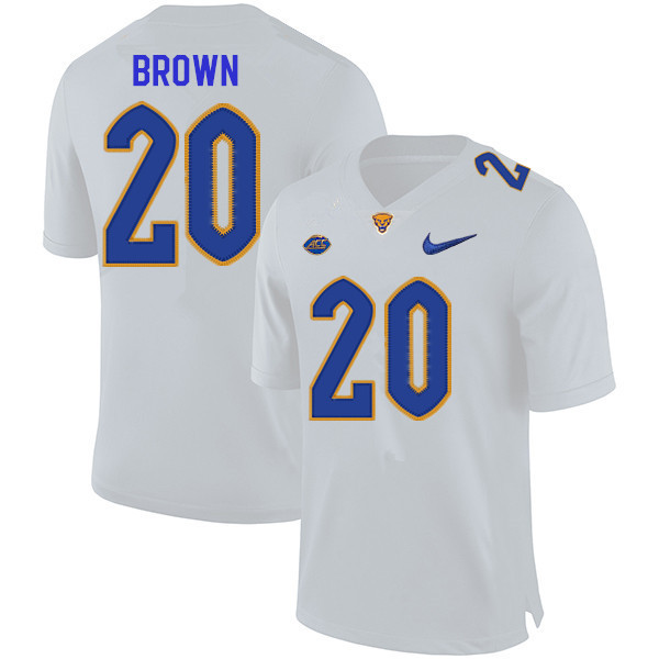 Men #20 Paris Brown Pitt Panthers College Football Jerseys Sale-White